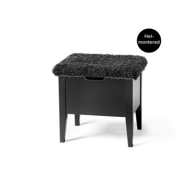 Klinte bänk 45 cm svartlack med fårpälsimitation