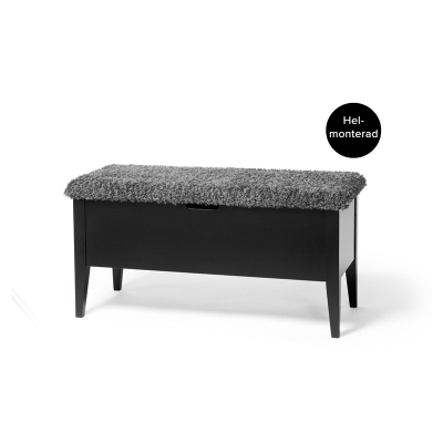 Klinte bänk 90 cm svartlack med fårpälsimitation