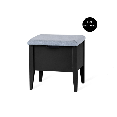 Klinte bänk 45 cm svartlack med tyg Chelsea ljusgrå