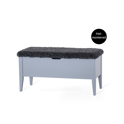 Klinte bänk 90 cm grålack med fårpälsimitation