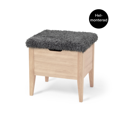 Klinte bänk 45 cm vitoljad ek med fårpälsimitation