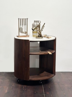 Chicago drinkvagn mörkbrun/vit marmor