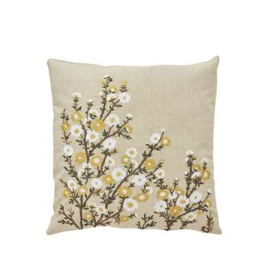 Ruth dekorkudde 50x50 cm broderad linne gul