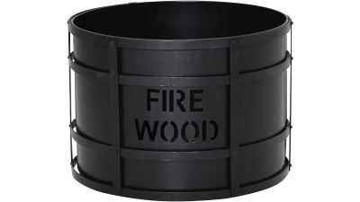 Ask vedkorg "Fire wood" svart metall