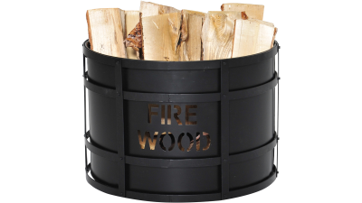 Ask vedkorg "Fire wood" svart metall#2