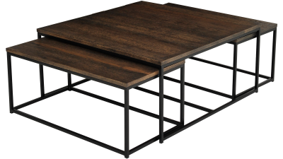 Natalie soffbordsset 2+1 mörkbrun ek/svart metall#1