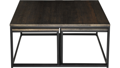 Natalie soffbordsset 2+1 mörkbrun ek/svart metall#3