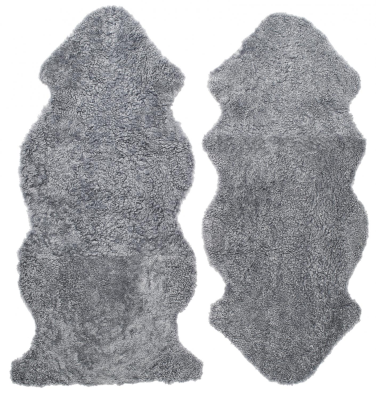 Curly fårskinn 1,5-set charcoal silvergrå