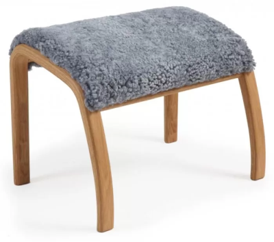 Gazell fotpall ek/fårskinn graphite