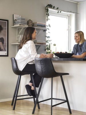 Auburn barstol svart konstläder/svarta metallben#5