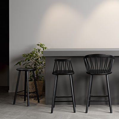 ZigZag barstol 63 cm svartbetsad ask#2