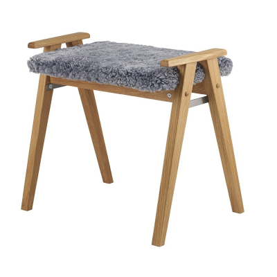 Alme pall oljad ek/fårskinn ljusgrå