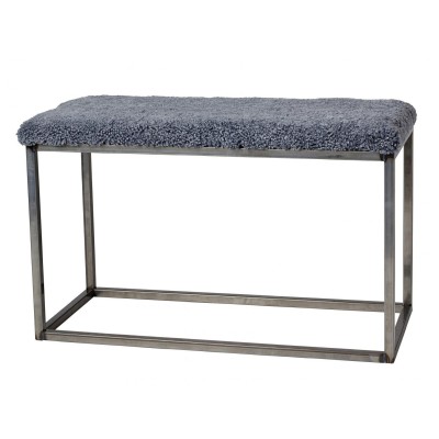 Palle 80 Curly fårskinn charcoal silvergrå/stål