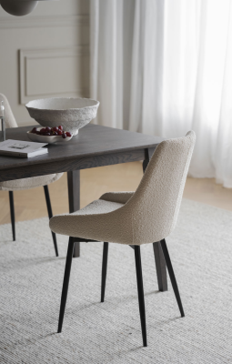 Sierra stol beige bouclétyg/svarta metall ben#5