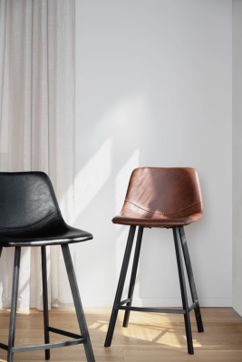 Auburn barstol brunt konstläder/svarta metall ben#3