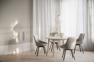 Alison stol beige tyg/svarta metallben snurr#4