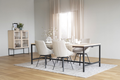 Alison stol beige tyg/svarta metallben snurr#8