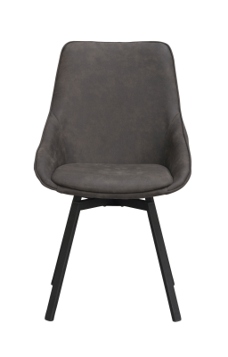 Alison stol mörkgrå microfiber/svarta metallben snurr
