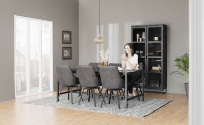 Alison stol mörkgrå microfiber/svarta metallben snurr#3