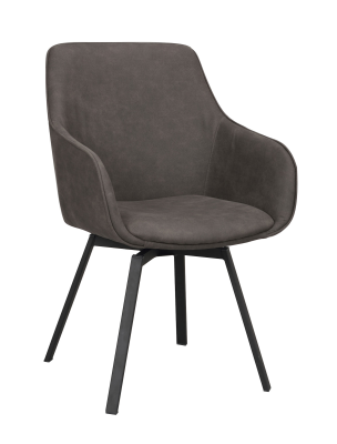 Alison karmstol mörkgrå microfiber/svarta metallben snurr#3