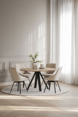 Alison stol ljusbeige tyg/svarta metallben snurr#2