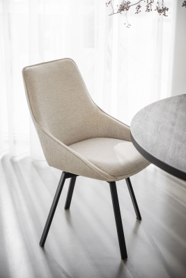 Alison stol ljusbeige tyg/svarta metallben snurr#6