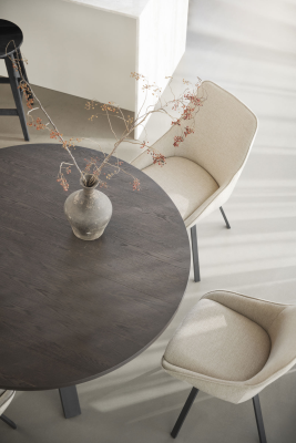 Alison stol ljusbeige tyg/svarta metallben snurr#7