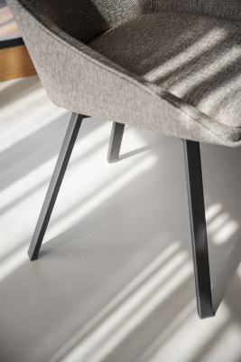 Alison stol mörkbeige tyg/svarta metallben snurr#3