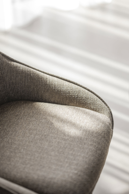 Alison stol mörkbeige tyg/svarta metallben snurr#5