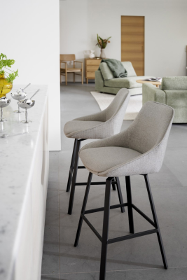Alison barstol beige tyg/svarta metallben snurr#2