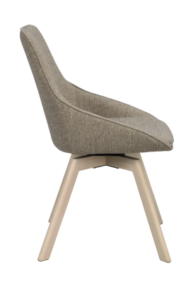 Alison stol mörkbeige tyg/vitpigmenterade ekben snurr#4