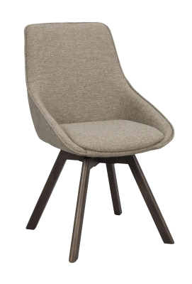 Alison stol mörkbeige tyg/bruna ekben snurr#2