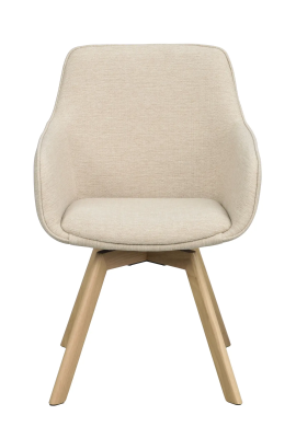 Alison karmstol ljusbeige tyg/ekben snurr