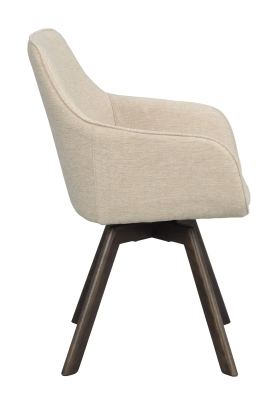 Alison karmstol ljusbeige tyg/bruna ekben snurr#3