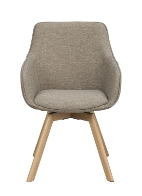 Alison karmstol mörkbeige tyg/ekben snurr