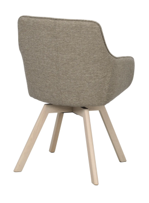 Alison karmstol mörkbeige tyg/vitpigmenterade ekben snurr#6