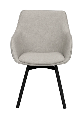 Alison karmstol beige tyg/svarta metallben snurr