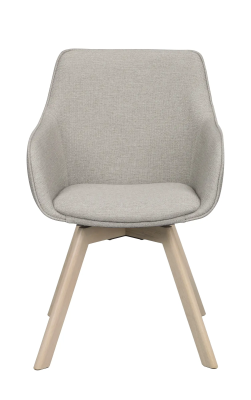 Alison karmstol beige tyg/vitpigmenterade ekben snurr
