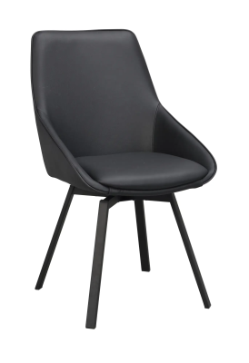 Alison stol svart läder/svarta metallben snurr#4