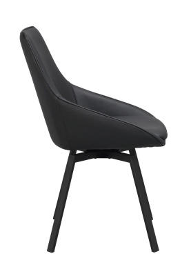 Alison stol svart läder/svarta metallben snurr#5