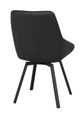 Alison stol svart läder/svarta metallben snurr#6