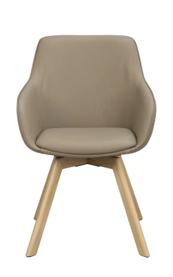 Alison karmstol beige läder/ekben snurr