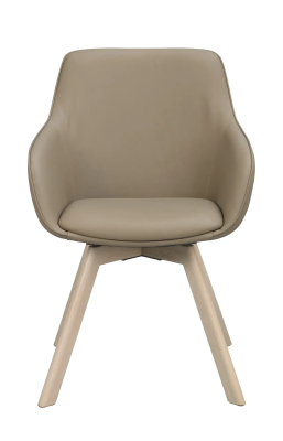Alison karmstol beige läder/vitpigmenterade ekben snurr