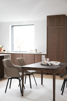 Alison karmstol beige läder/svarta metallben snurr#3