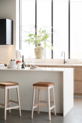 Livermore pall vitpigmenterad ek/brun läder-textil#2