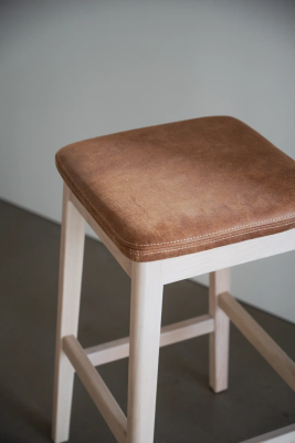 Livermore pall vitpigmenterad ek/brun läder-textil#3