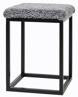 Palle 35 Curly fårskinn charcoal silvergrå/svart