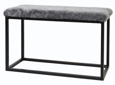 Palle 80 Curly fårskinn charcoal silvergrå/svart