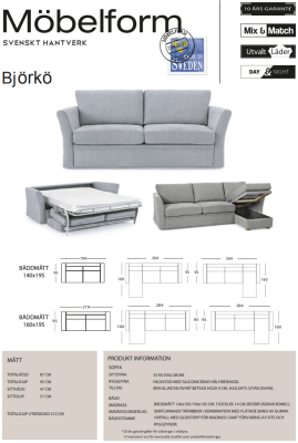 Björkö 140 bäddsoffa med divan#3