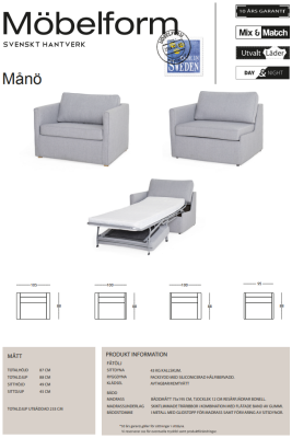 Månö bäddfåtölj täcksida/armstöd#3